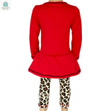 AnnLoren Girls Leopard Heart Holiday Dress Tunic & Leggings Set Outfit-3