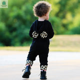 AnnLoren Girls Long Sleeve Leopard Heart Baby Toddler Romper Hoodie One Piece-3