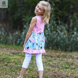 AnnLoren Girls Seashells & Swirls Dress & White Capri Leggings Boutique Set-2