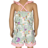 AnnLoren Little & Big Girls Jumpsuit Magical Unicorn Rainbows Spring Romper-1