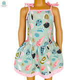 AnnLoren Girls' Seashells summer beach dress with adjustable spaghetti straps and colorful seashell print