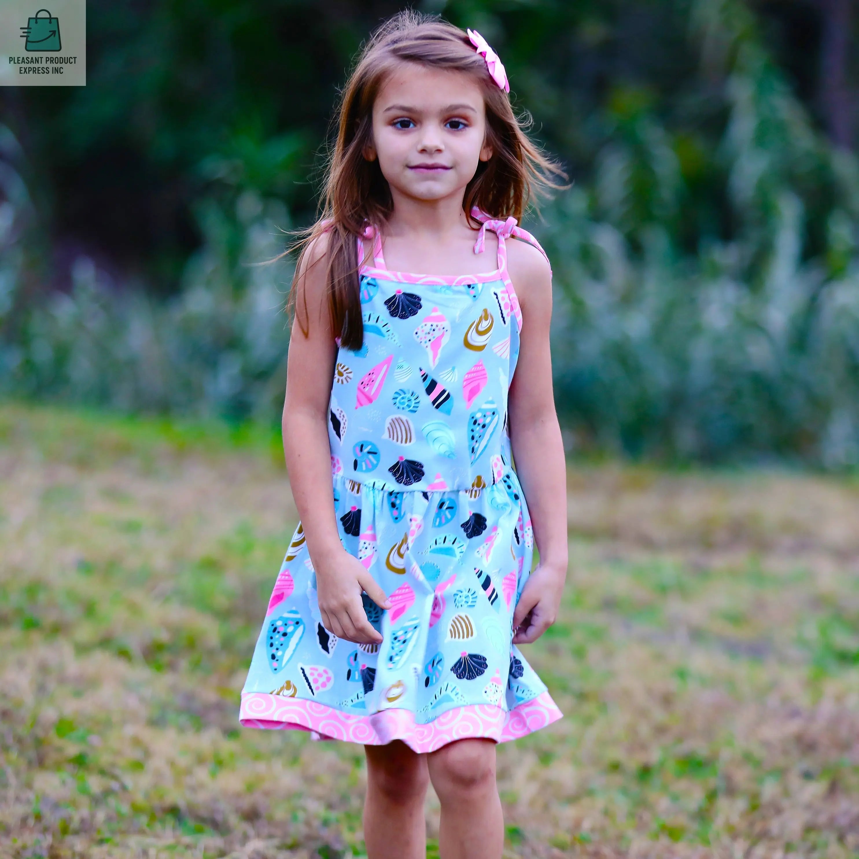 AnnLoren Little & Big Girls Seashells Spaghetti Straps Cotton Knit Summer Beach Dress-3