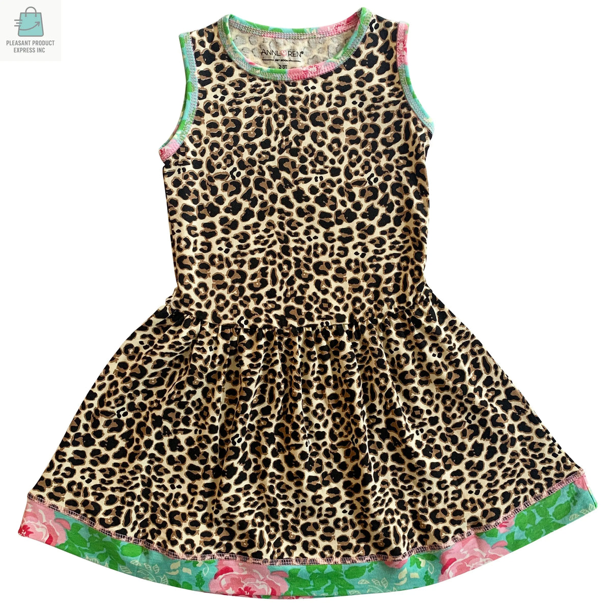 AnnLoren Little & Big Girls Spring Leopard Rose Floral Sleeveless Boutique Dress-6