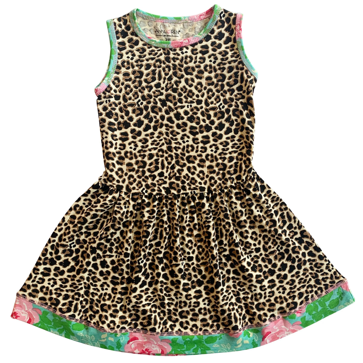 AnnLoren Little & Big Girls Spring Leopard Rose Floral Sleeveless Boutique Dress-7