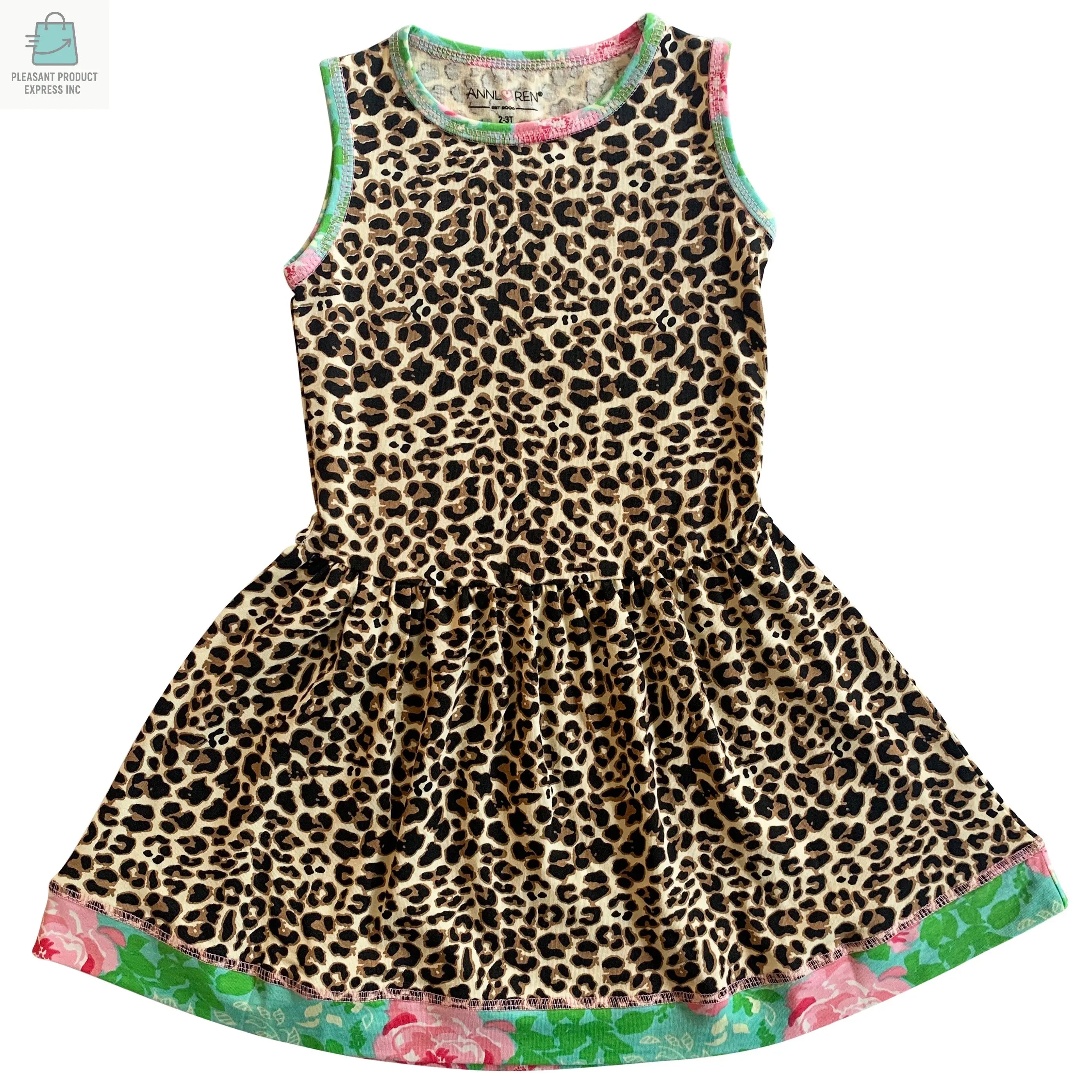 AnnLoren Little & Big Girls Spring Leopard Rose Floral Sleeveless Boutique Dress-9