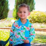 AnnLoren Toddler & Big Boys Long Sleeve Polo Shirt with Pocket Dinosaur Print-1