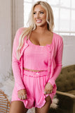Ayla Cropped Cami Shorts and Cardigan Lounge Set-3
