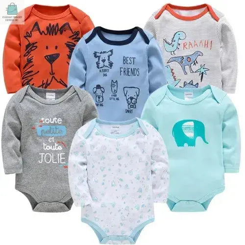 Baby Boys Girls Bodysuit 6 PCS & 3 PCS Long Sleeve 100% CottonPleasant Product