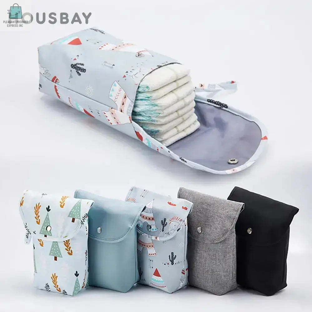 Reusable waterproof baby diaper bag organizer with zipper closure and unisex nylon design holding diapers and available in multiple colors