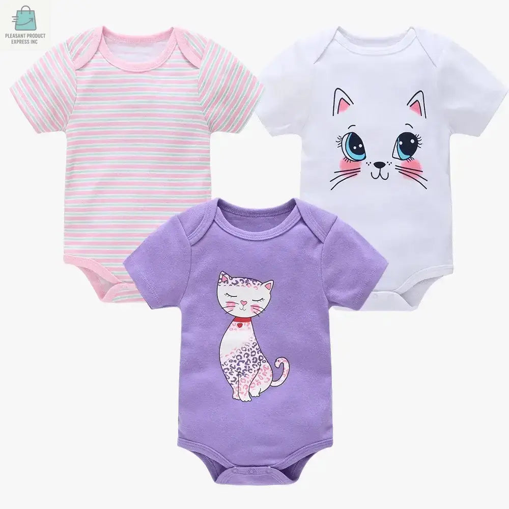 Baby Girls Clothes 3 pcs/ Cotton Short Sleeve Girl BodysuitPleasant Product