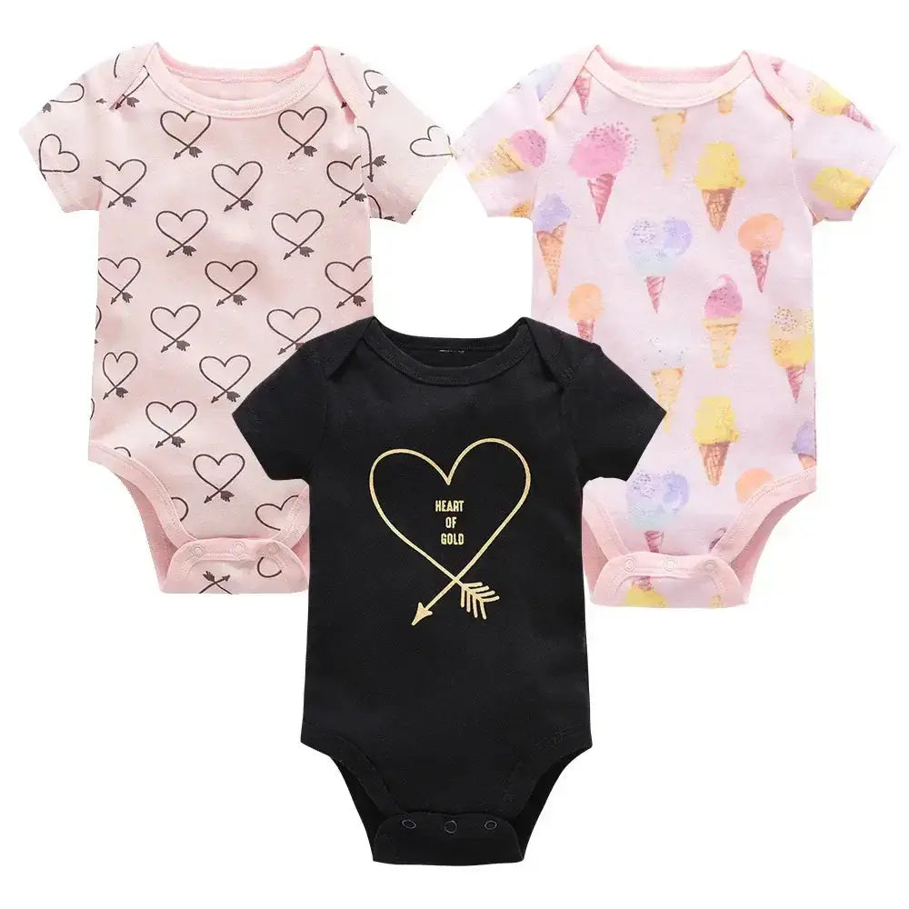 Baby Girls Clothes 3 pcs/ Cotton Short Sleeve Girl BodysuitPleasant Product