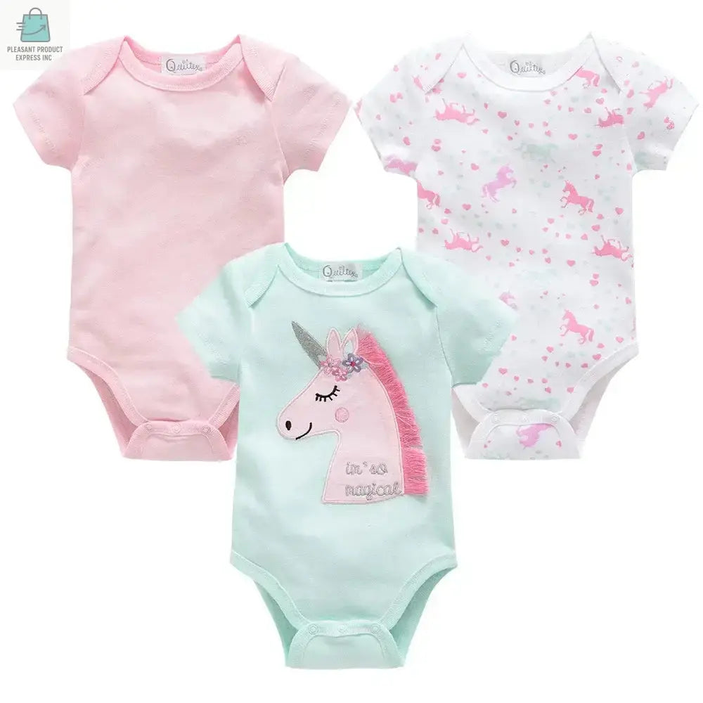 Baby Girls Clothes 3 pcs/ Cotton Short Sleeve Girl BodysuitPleasant Product