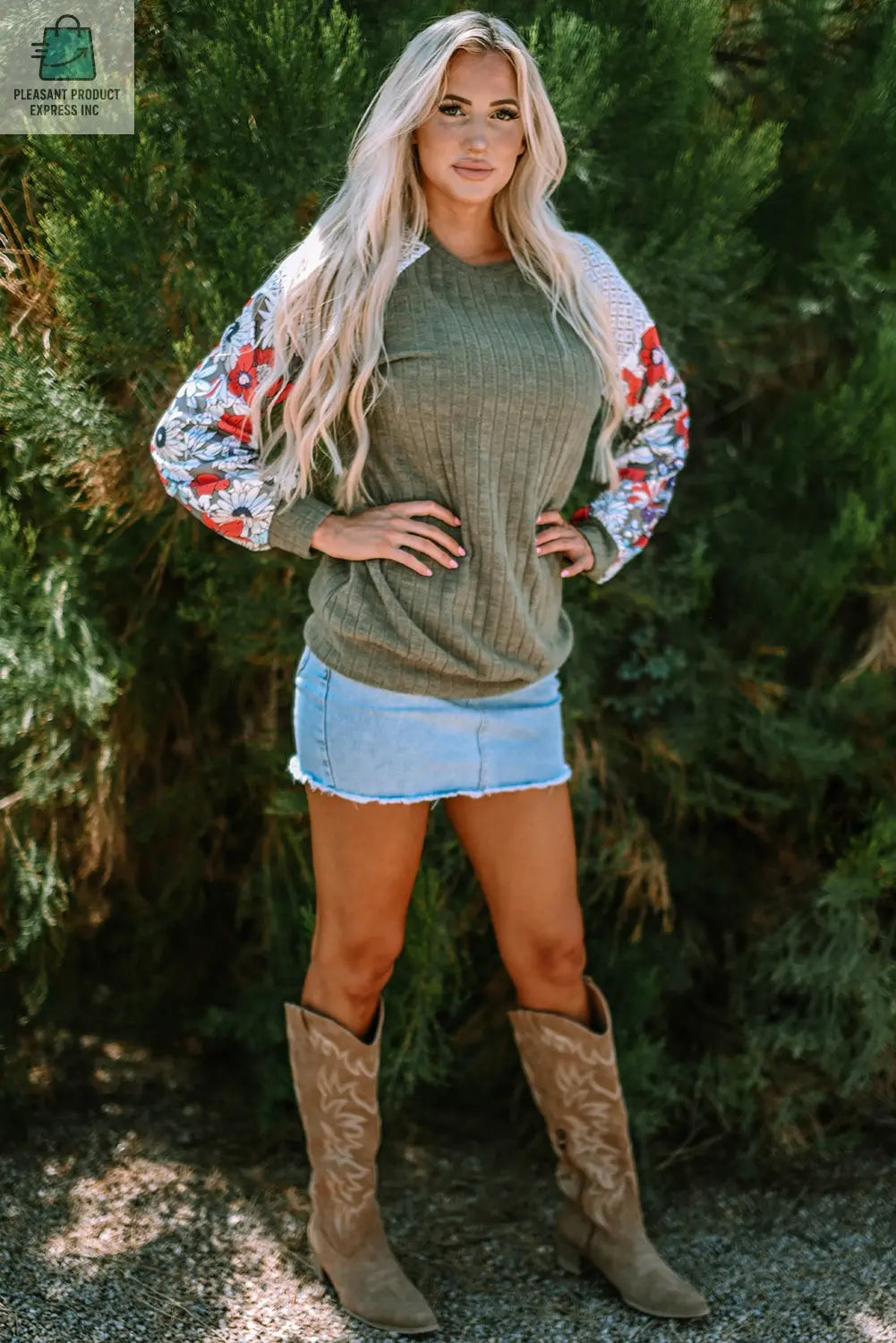 Bailey Patchwork Long Sleeve Ribbed Blouse-4