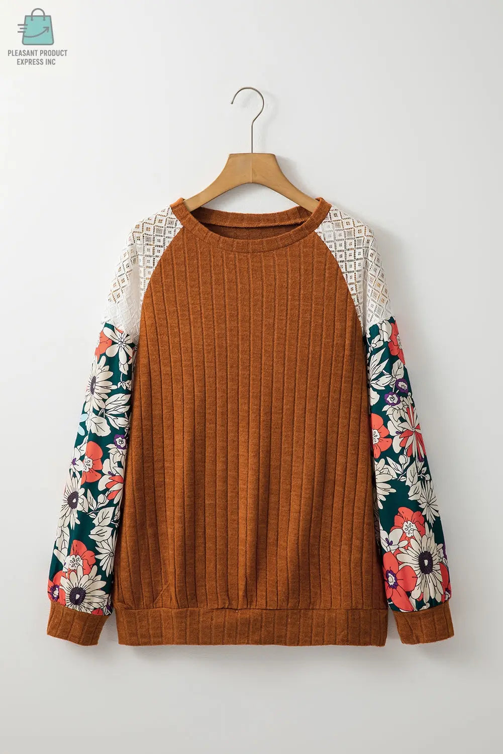 Bailey Patchwork Long Sleeve Ribbed Blouse-5