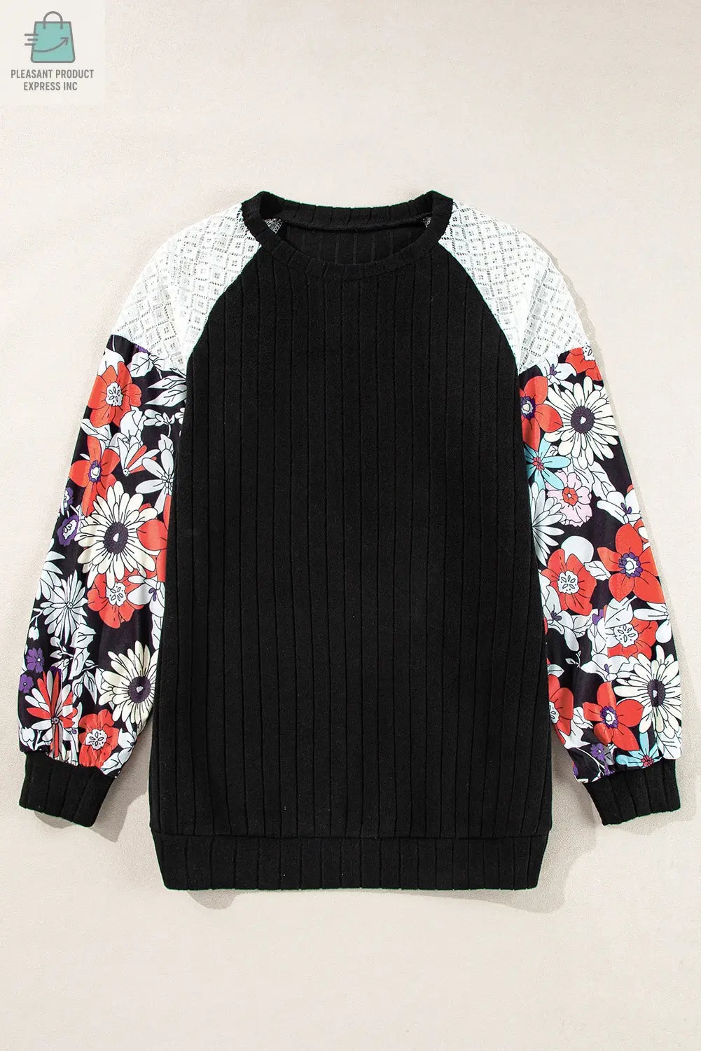 Bailey Patchwork Long Sleeve Ribbed Blouse-7