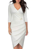 Bodycon Short Dress Women Long Sleeve V Neck Slim FitPleasant Product