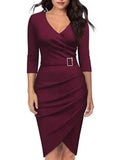 Bodycon Short Dress Women Long Sleeve V Neck Slim FitPleasant Product