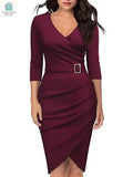 Bodycon Short Dress Women Long Sleeve V Neck Slim FitPleasant Product