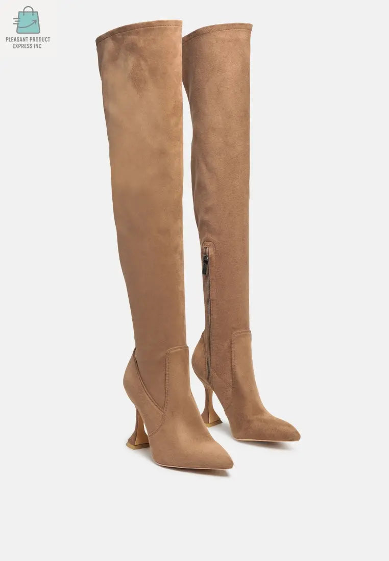 Brandy Faux Suede Over The Knee High Heeled Boots-1