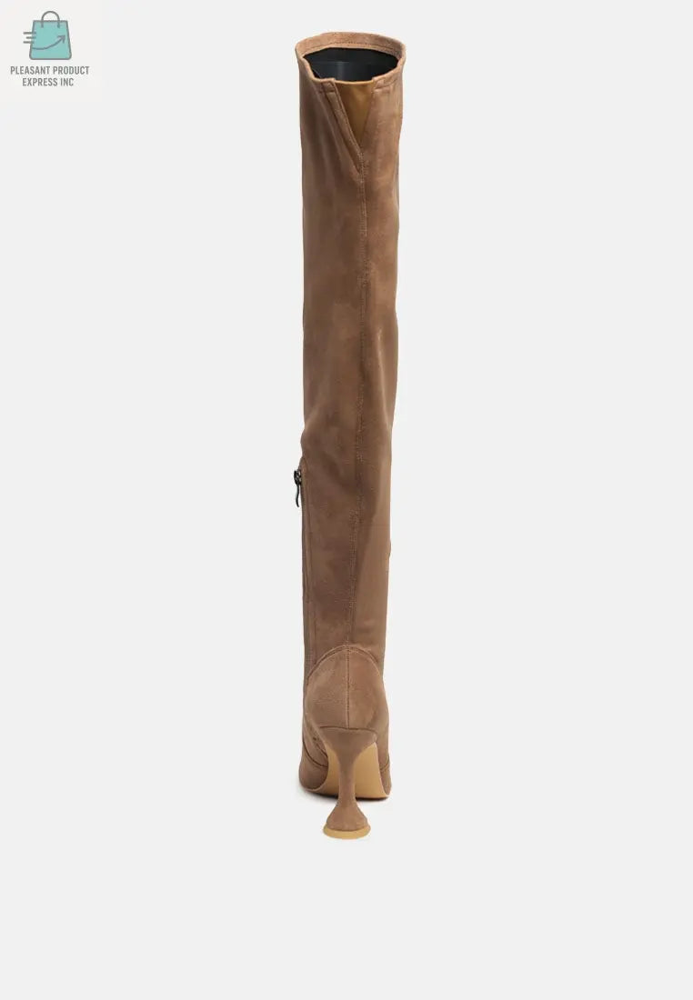Brandy Faux Suede Over The Knee High Heeled Boots-4
