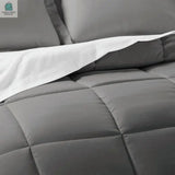 CA King Size 8-Piece Microfiber Reversible Bed-in-a-Bag Comforter Set in Grey-1
