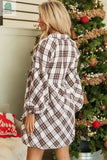 Callie Plaid Bubble Sleeve Shirt Dress-1