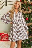 Callie Plaid Bubble Sleeve Shirt Dress-2