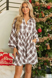 Callie Plaid Bubble Sleeve Shirt Dress-3