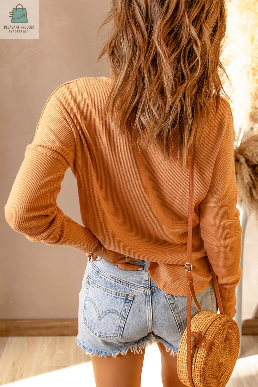 Camila Waffle Knit Henley Top-1