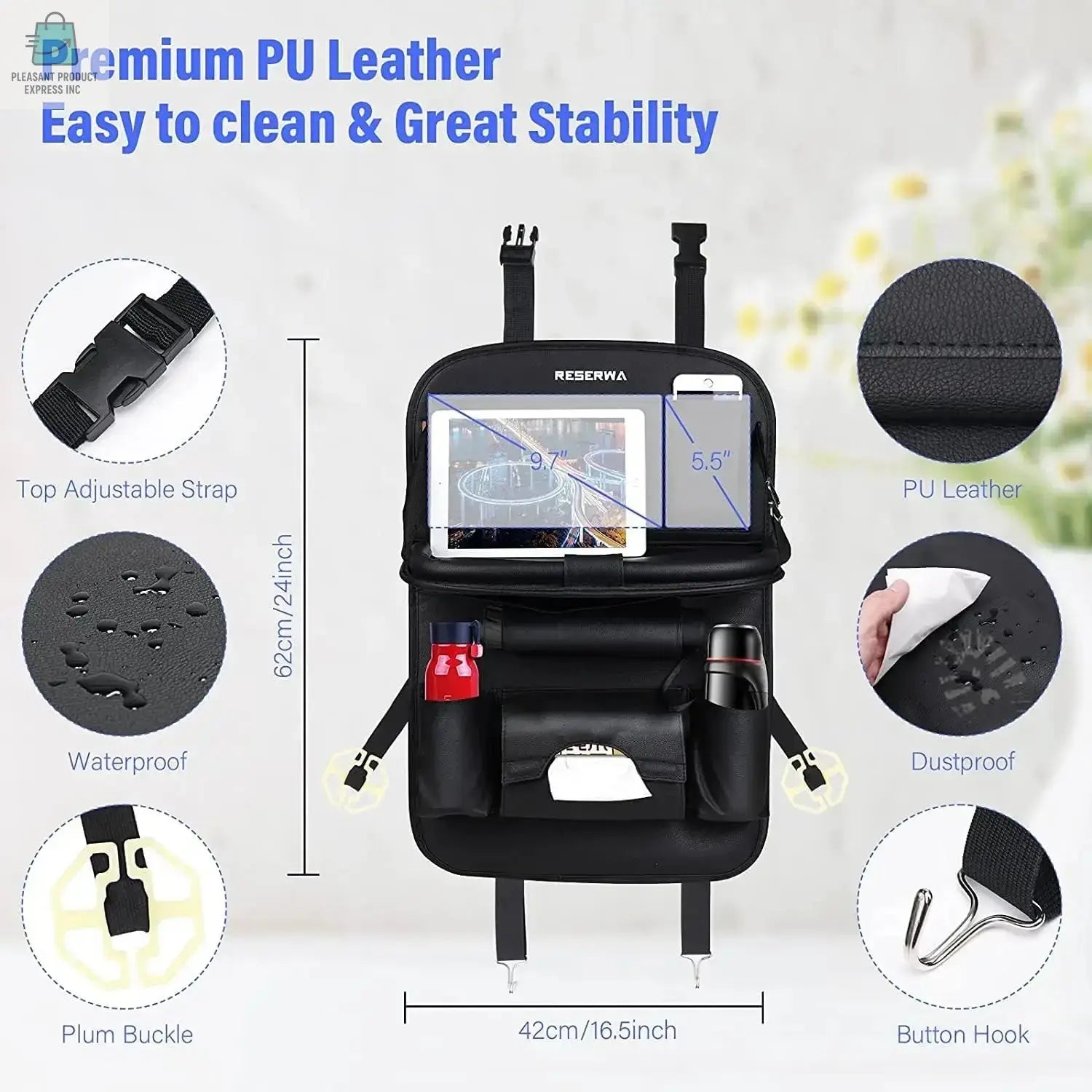 Upgrade your car's interior with our premium Car Seat Organizer with Foldable Table Tray. This must-have organizer is designed for parents, commuters, and anyone loo