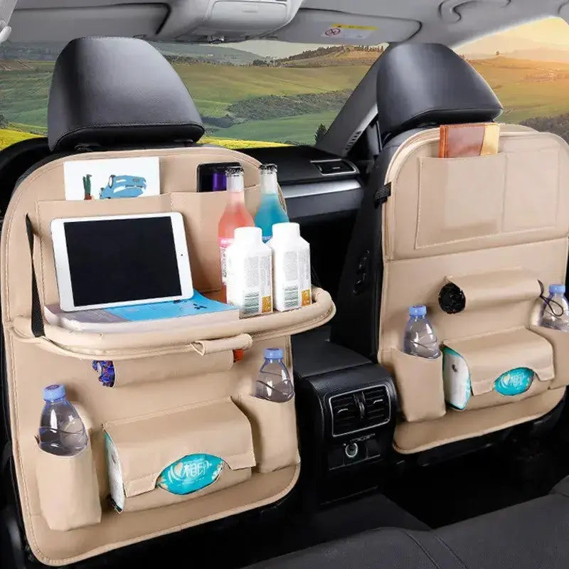 Upgrade your car's interior with our premium Car Seat Organizer with Foldable Table Tray. This must-have organizer is designed for parents, commuters, and anyone loo