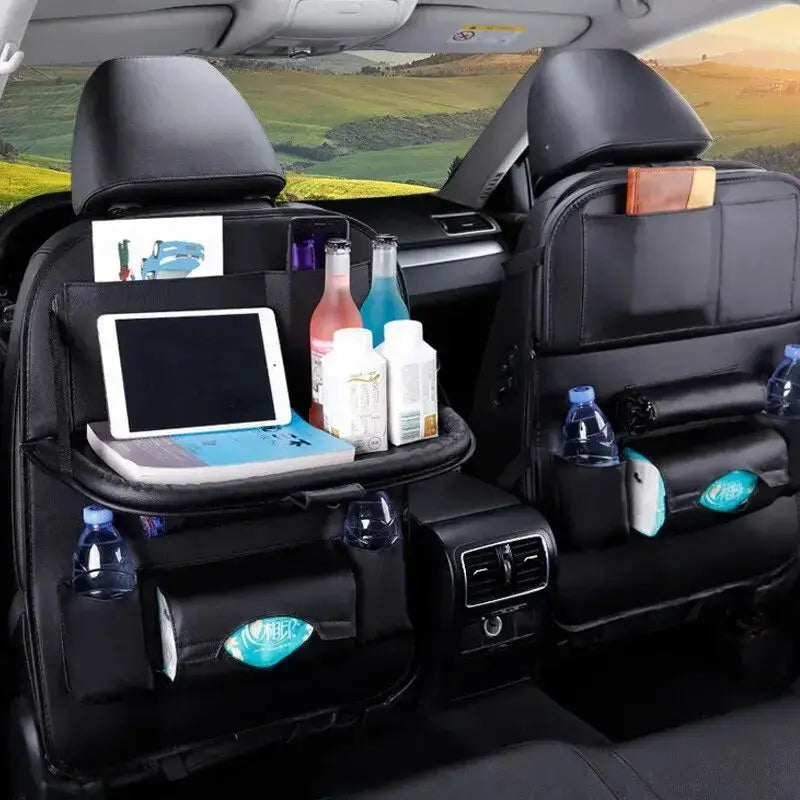 Upgrade your car's interior with our premium Car Seat Organizer with Foldable Table Tray. This must-have organizer is designed for parents, commuters, and anyone loo