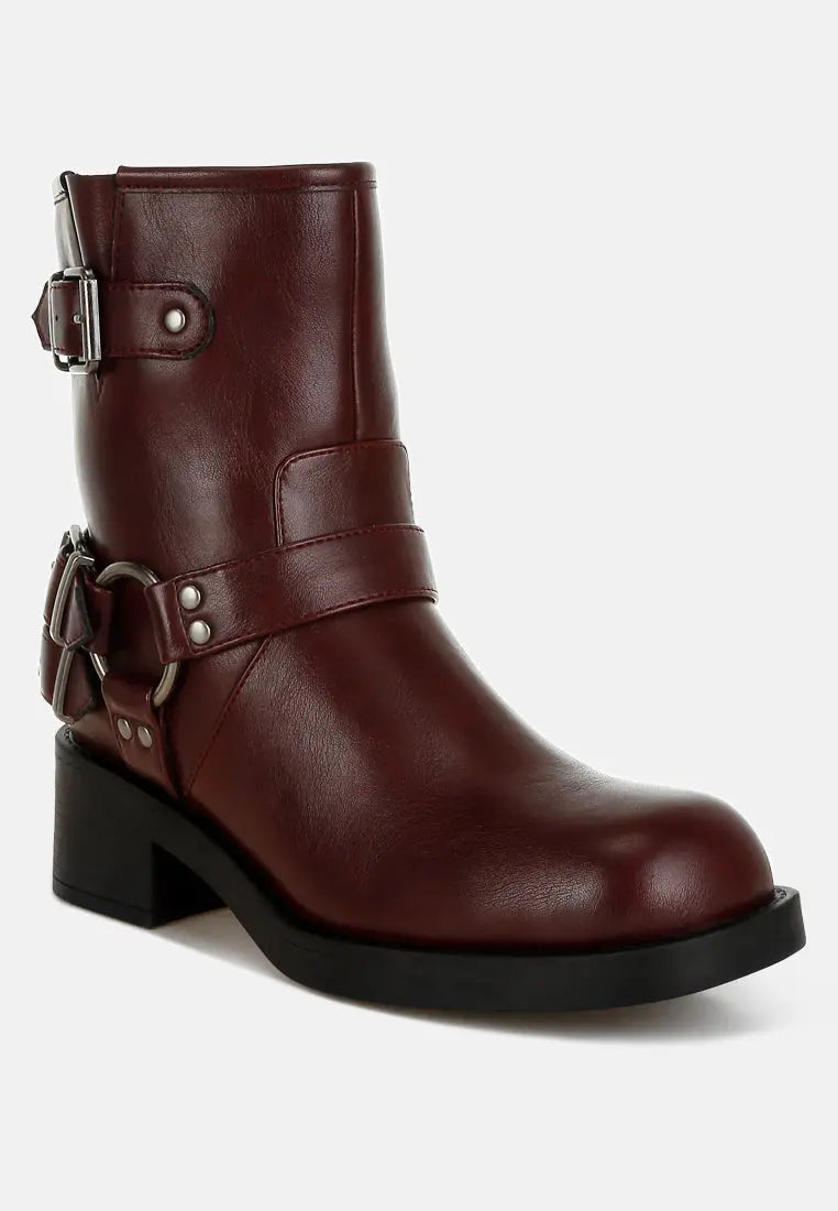 Caribou Harness Detail Biker Boots-1