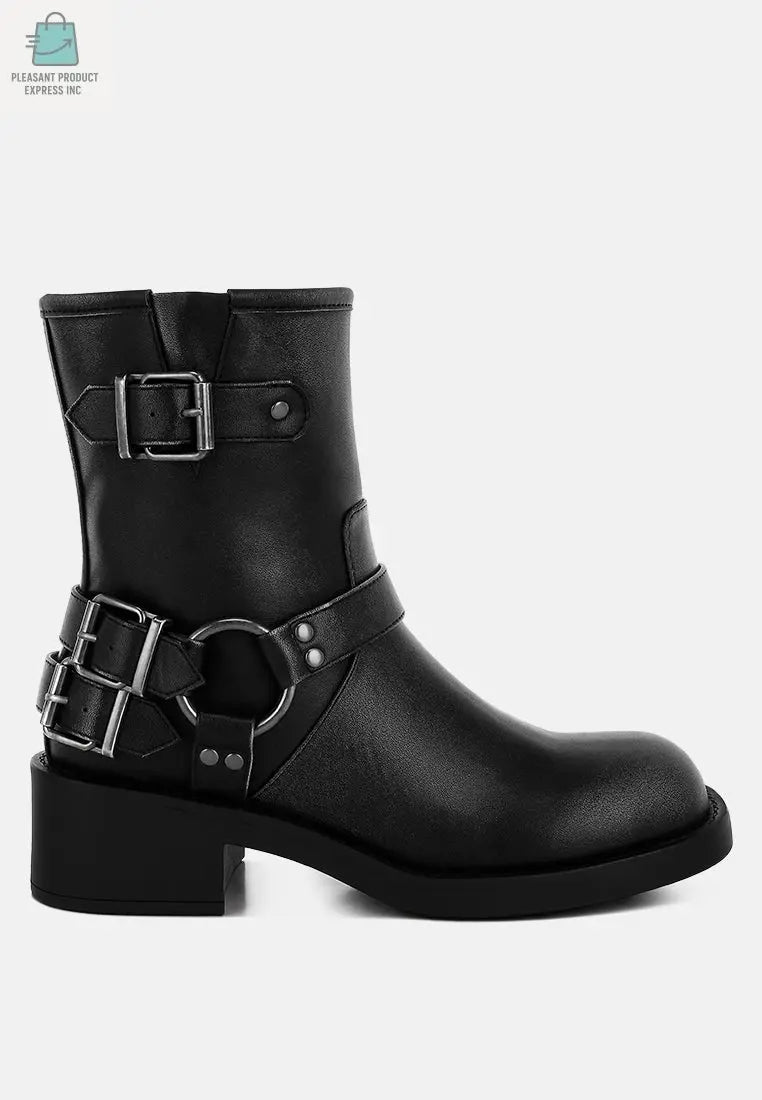 Caribou Harness Detail Biker Boots-5
