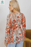 Celeste Floral V Neck Knot Bell Sleeve Blouse-1