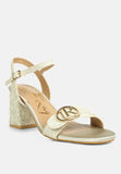 Chaplet Textured Block Heel Sandals-1