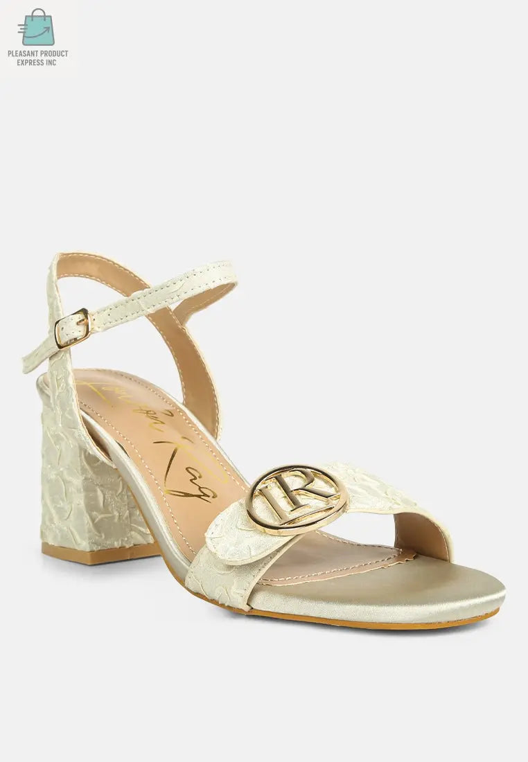 Chaplet Textured Block Heel Sandals-1