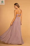 Chiffon Ruched Bodice Long Dress-1