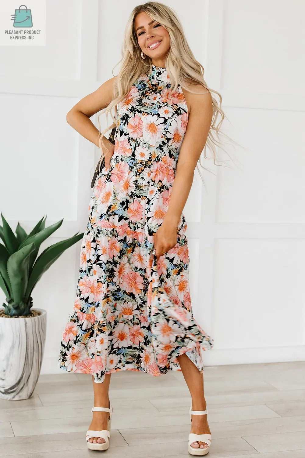 Clementine Floral Print Ruffled Maxi Dress-2
