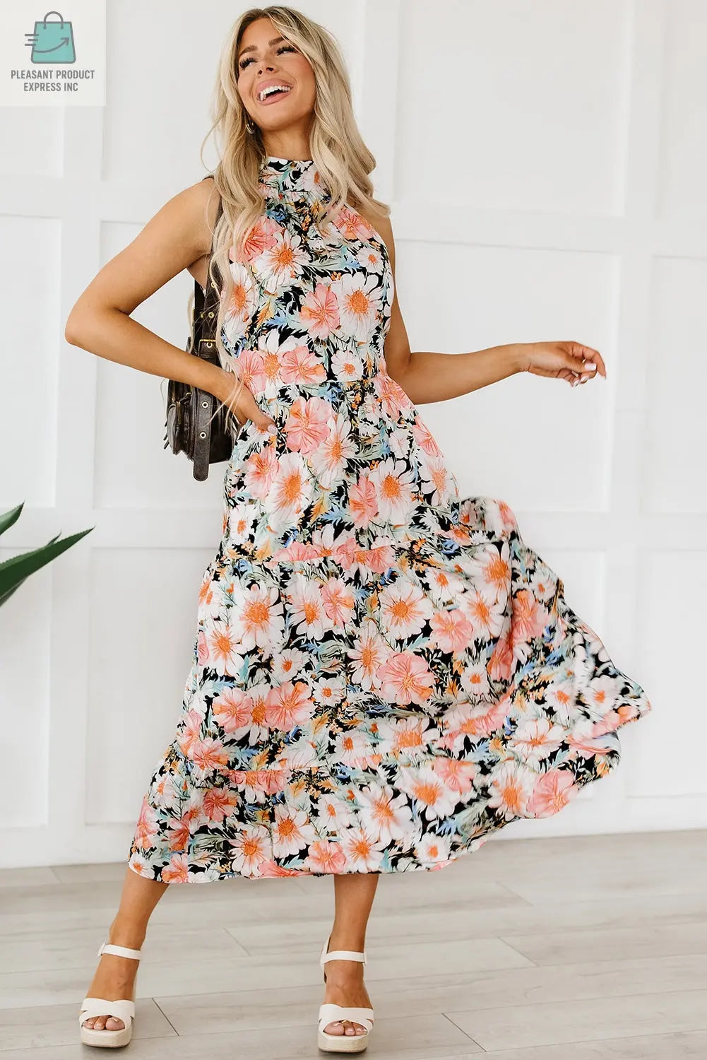 Clementine Floral Print Ruffled Maxi Dress-3