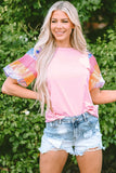 Colette Sequin Striped Puff Sleeve Top-3