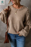 Elliot Pearled Drop Shoulder Round Neck Sweater-2