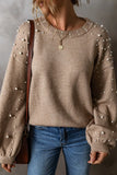Elliot Pearled Drop Shoulder Round Neck Sweater-3