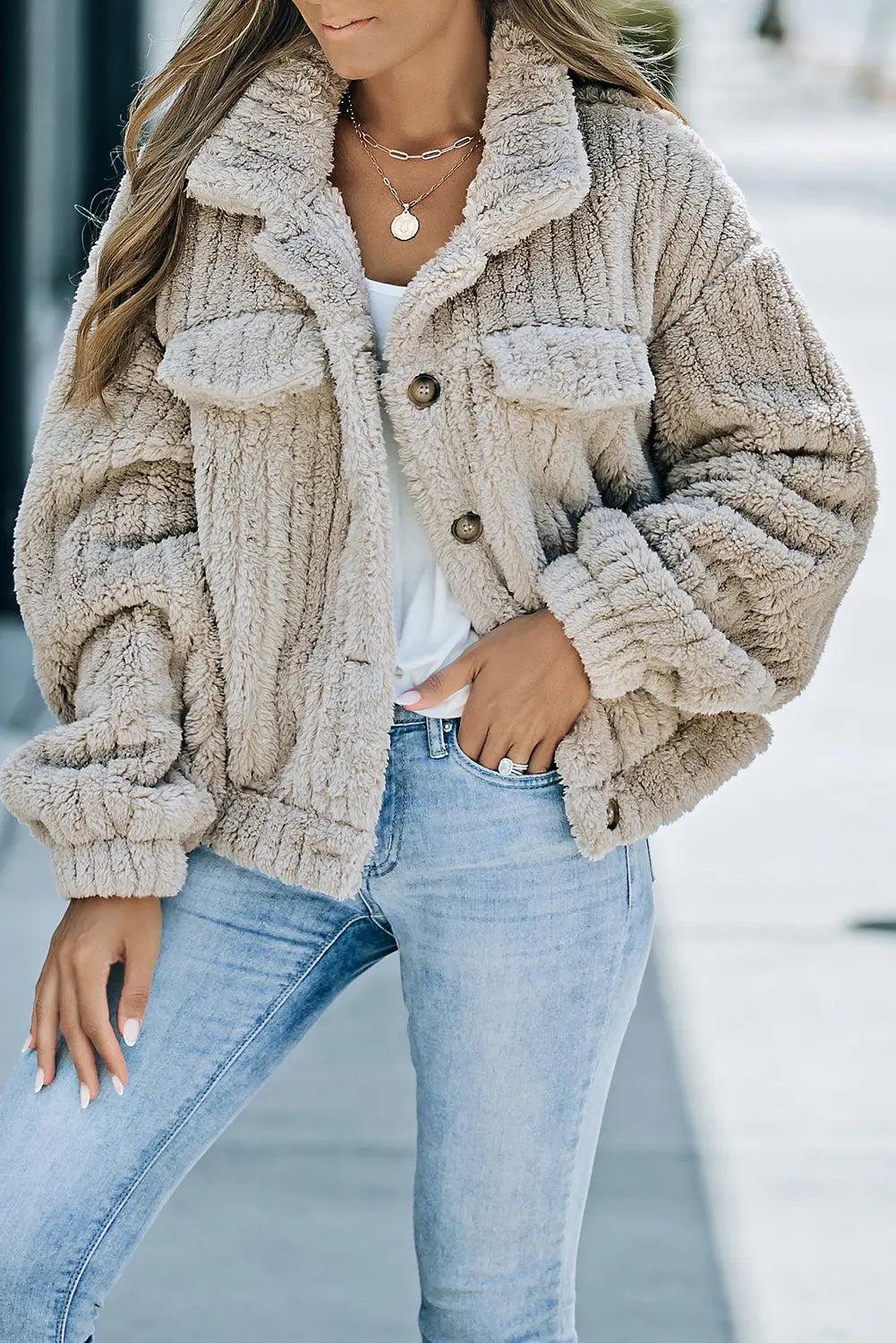 Elsie Plush Fleece Button up Jacket-0