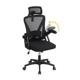 Ergonomic Mesh Office Chair with Adjustable Lumbar Support and Flip-up Armrests-Black-0