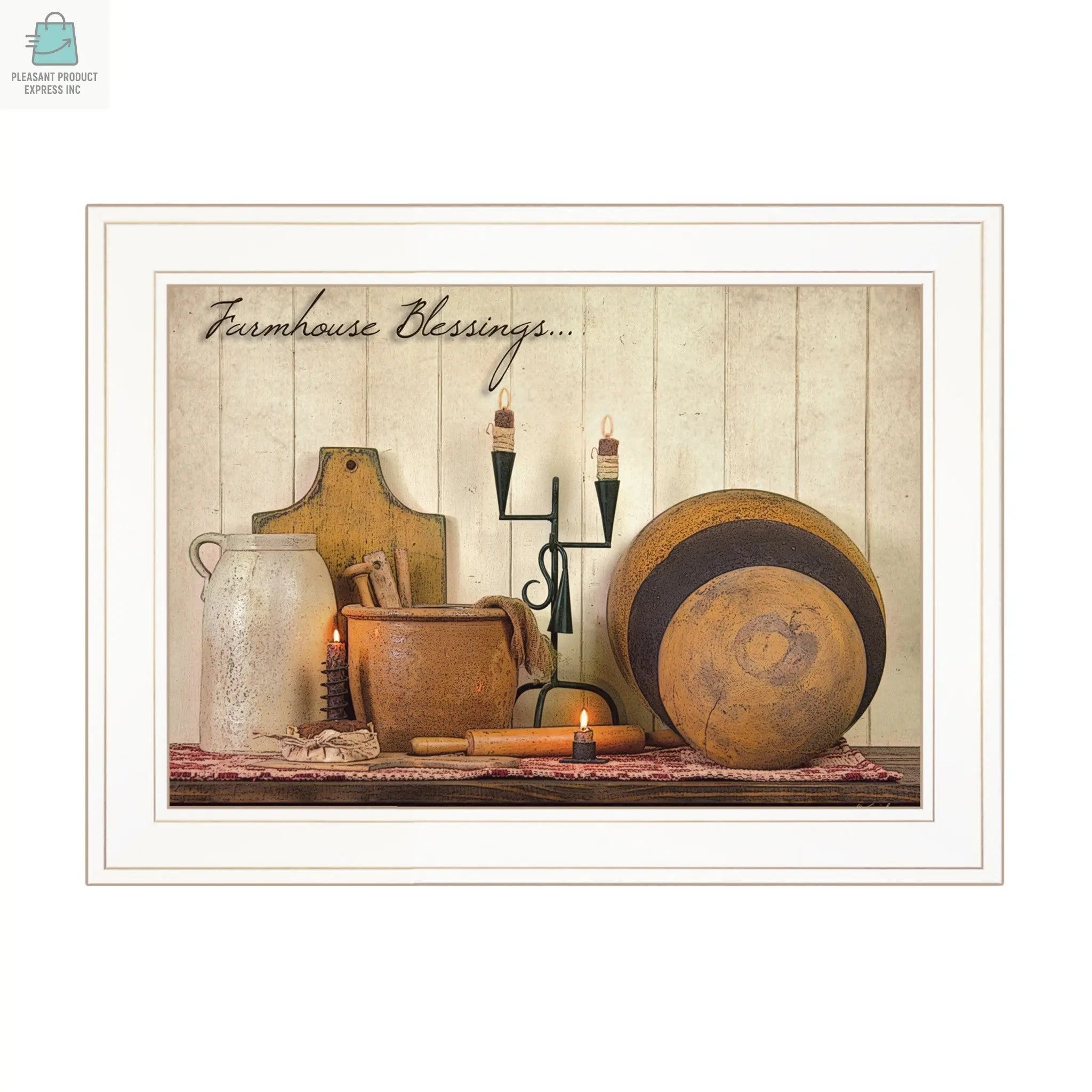 Farmhouse Blessings 2 White Framed Print Kitchen Wall Art-1