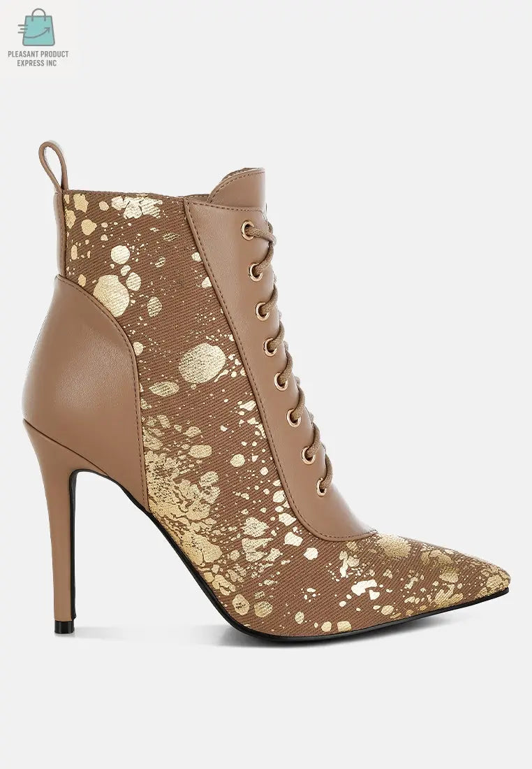 Fat Cat Abstract Pattern Lace-Up Ankle Boots-0