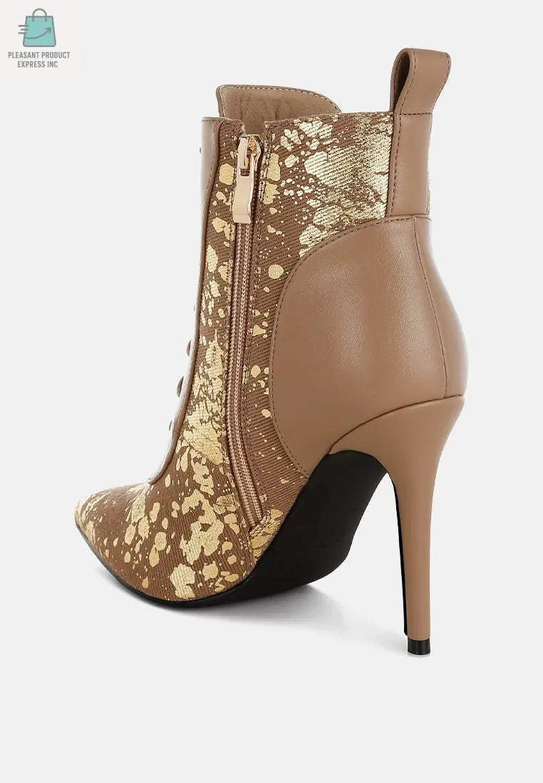 Fat Cat Abstract Pattern Lace-Up Ankle Boots-2
