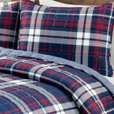 Full/Queen Farmhouse Plaid 3 Piece Lightweight Reversible Quilt Set-1