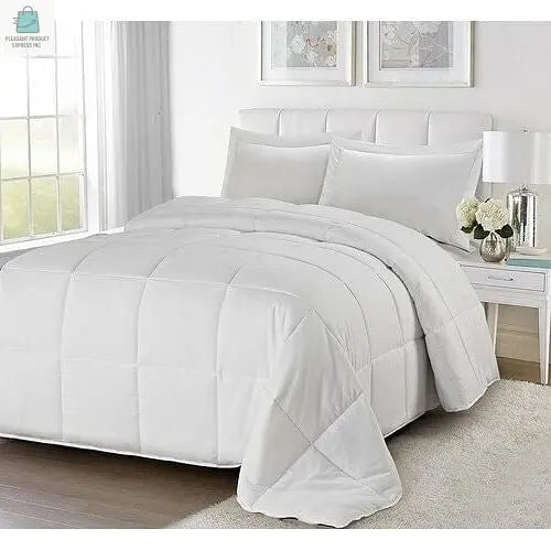Full/Queen Traditional Microfiber Reversible 3 Piece Comforter Set in White-2